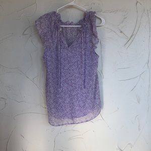 Purple floral dress tank blouse